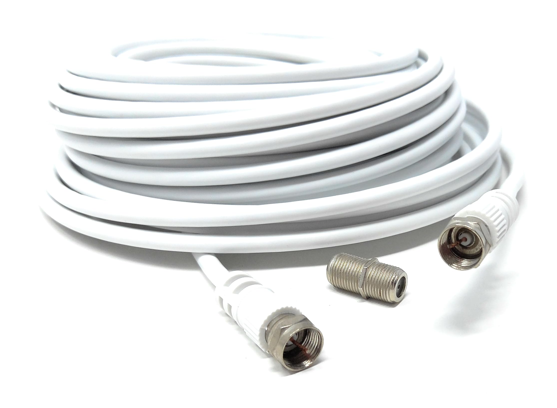 DRUT F-Type Connector TV RG6 Cable With (F-Type Female Coupler) Compatible With STB, Dish TV, Satellite, Antenna Coax Cable Lead