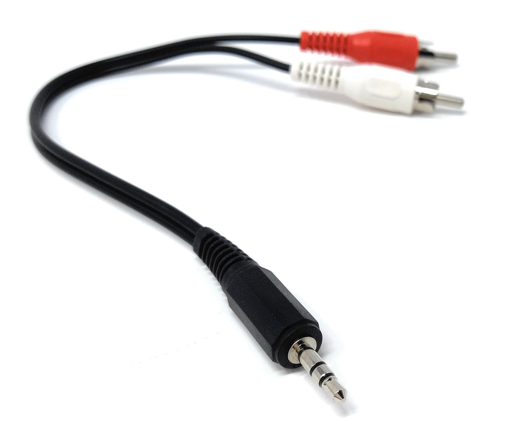 DRUT 3.5mm Stereo AUX Jack to 2 x RCA Phono Stereo Audio Cable Lead, Nickel Connectors
