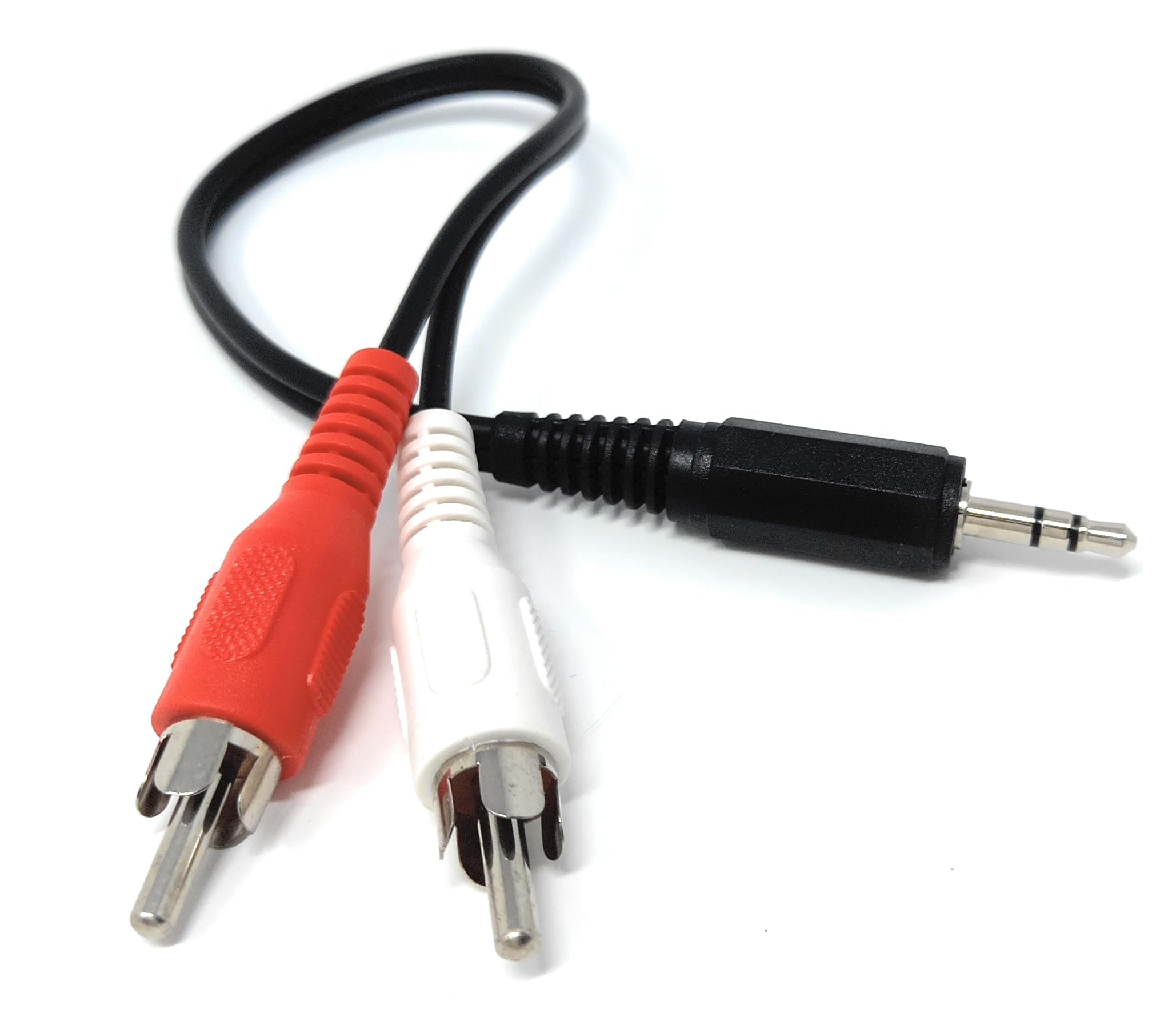 DRUT 3.5mm Stereo AUX Jack to 2 x RCA Phono Stereo Audio Cable Lead, Nickel Connectors