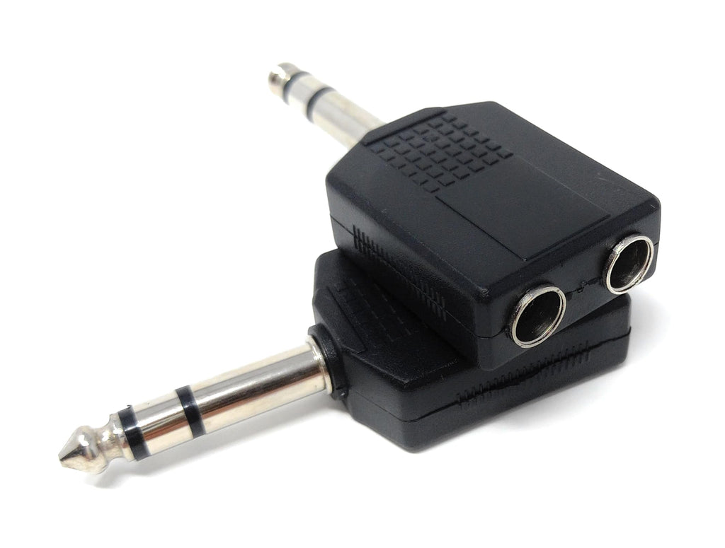 DRUT 6.35mm 1/4 inch Stereo Jack Splitter Cable Adapter Lead 1 x Plug to 2 x Sockets, Male to Female