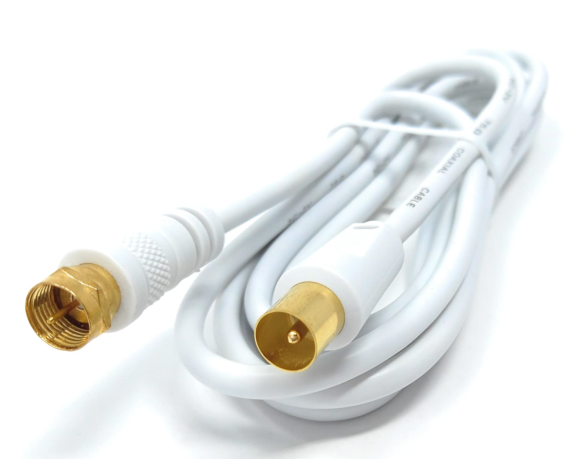 DRUT RF TV Aerial Male to F Type Connector Male Plug Coaxial Coax Cable, Lead, 75 Ohm, 3C-2V