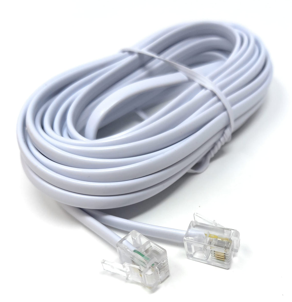 DRUT RJ11 to RJ11 Telephone Landline Cable ADSL (6P4C) Flat Lead High Speed BT Internet Broadband Male to Male Router, Modem, Phone Extension Wire