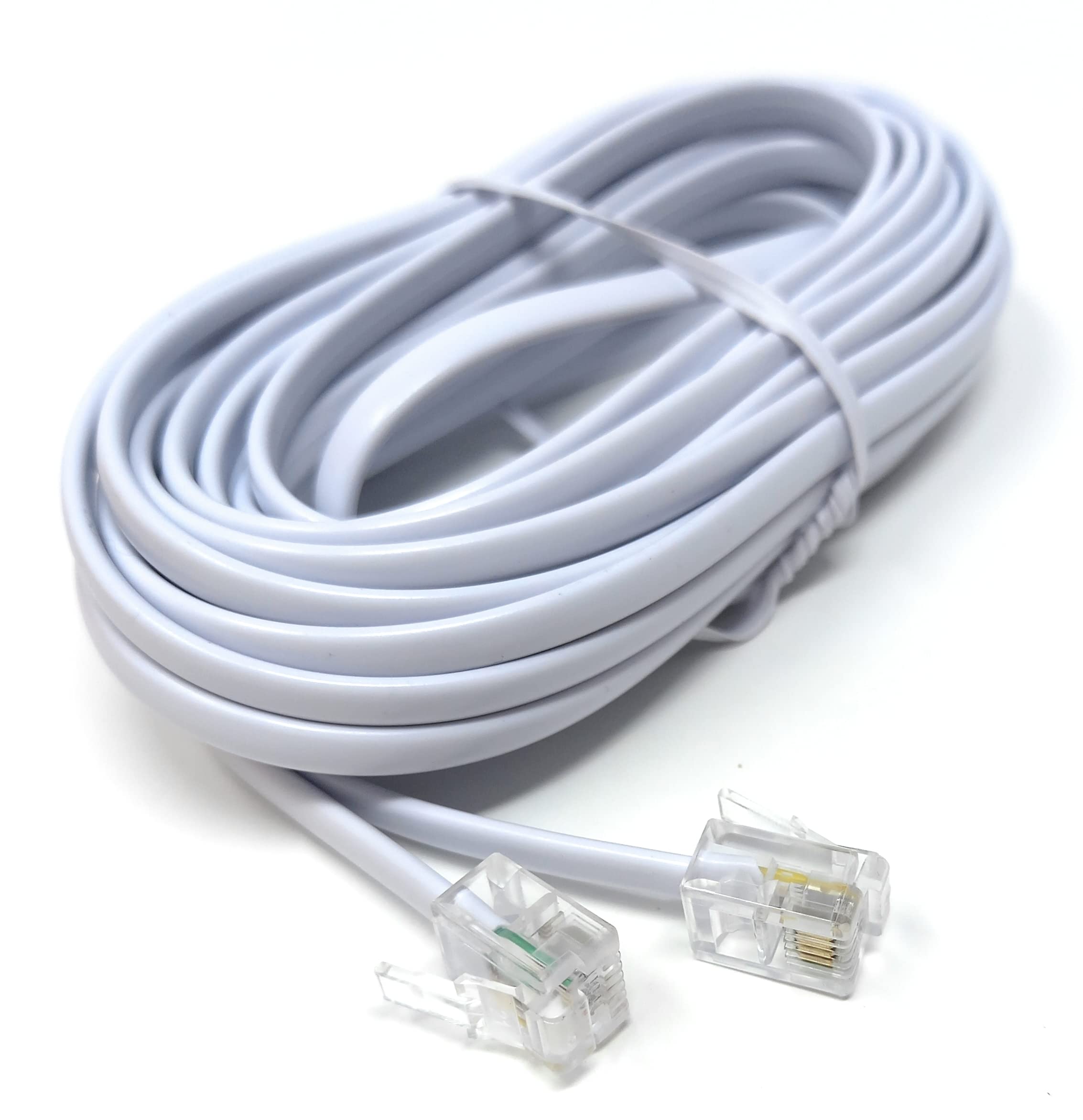 DRUT RJ11 to RJ11 Telephone Landline Cable ADSL (6P4C) Flat Lead High Speed BT Internet Broadband Male to Male Router, Modem, Phone Extension Wire