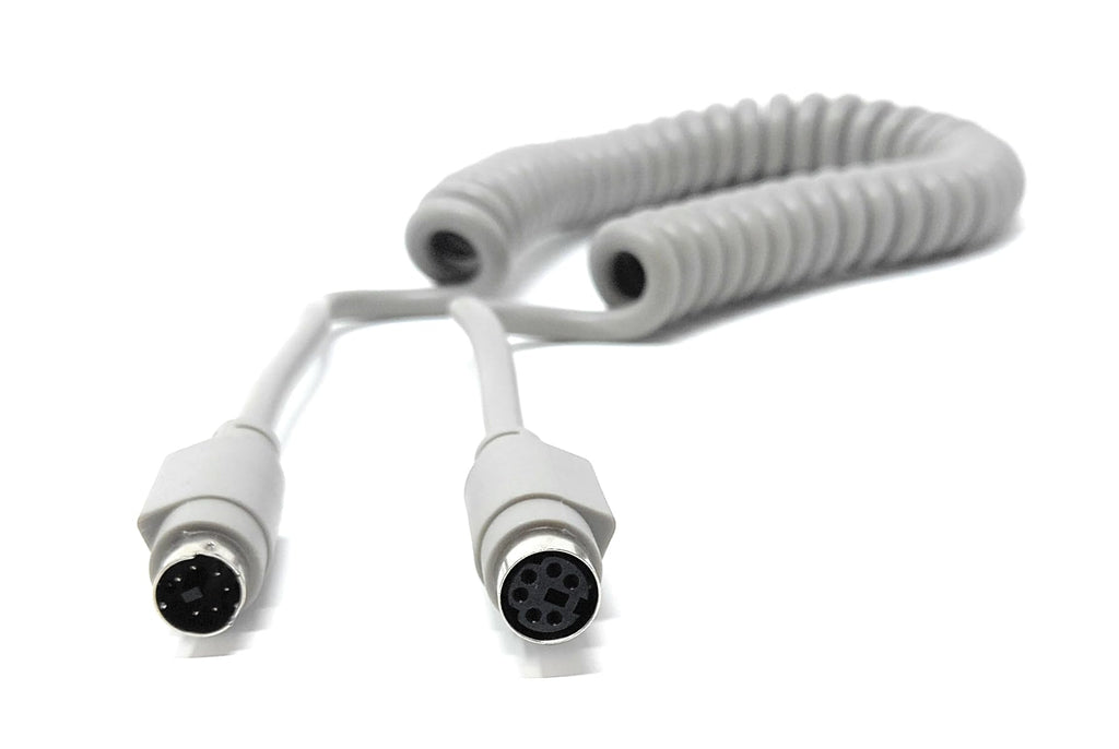 6 Pin Mini-Din Audio, Video, PS/2 Connection Coiled Extension Cable Lead, Male to Female, Compatible with PA Systems, Amp, Music Instruments, Data Communication, Ham Radio, Computer Interfaces, Max2m