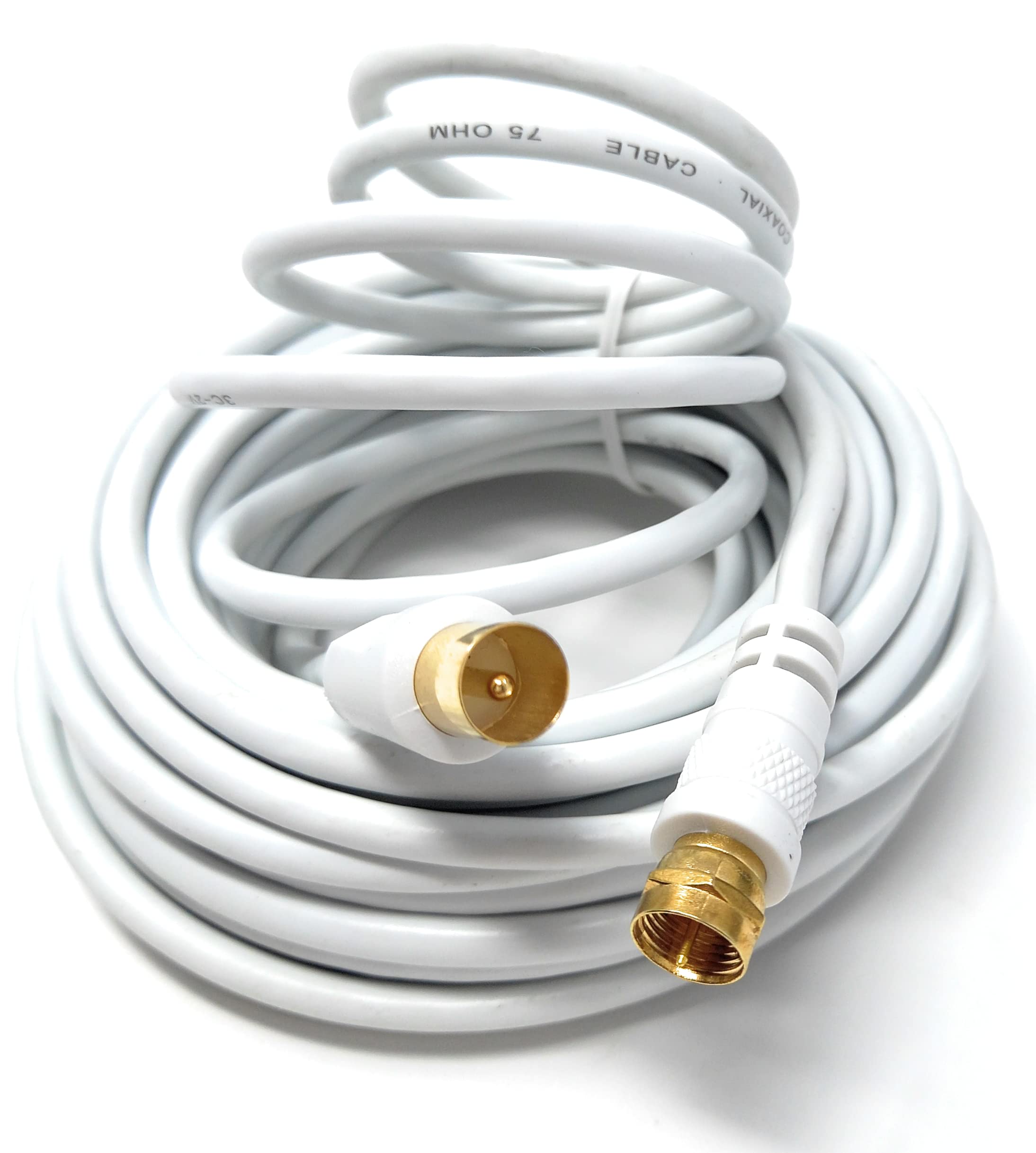 DRUT RF TV Aerial Male to F Type Connector Male Plug Coaxial Coax Cable, Lead, 75 Ohm, 3C-2V