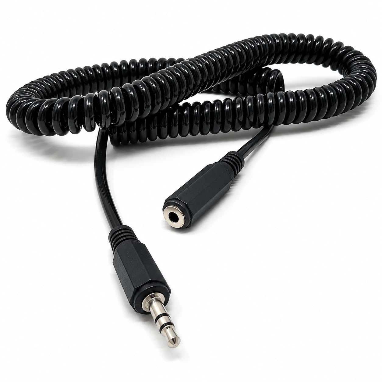 DRUT 3.5mm Stereo Jack to 3.5mm Socket Headphone, Speaker, HI-FI Extension Coiled Cable Lead