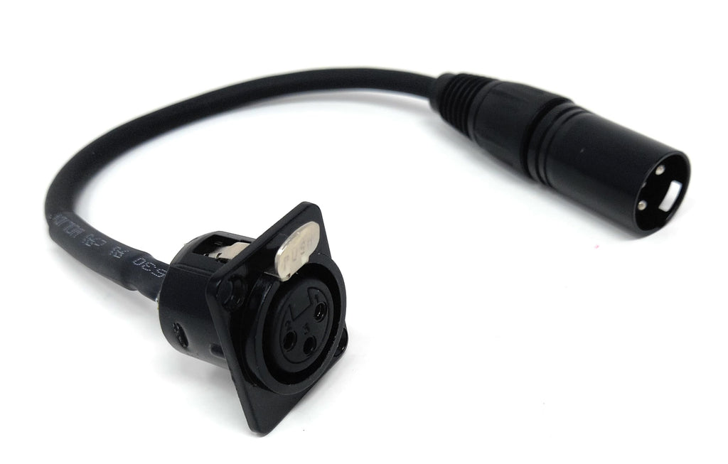 DRUT XLR Audio Cable, 3-Pin Male to Female Panel Mount Connector, 20cm Pigtail, D-Type Pass-Through