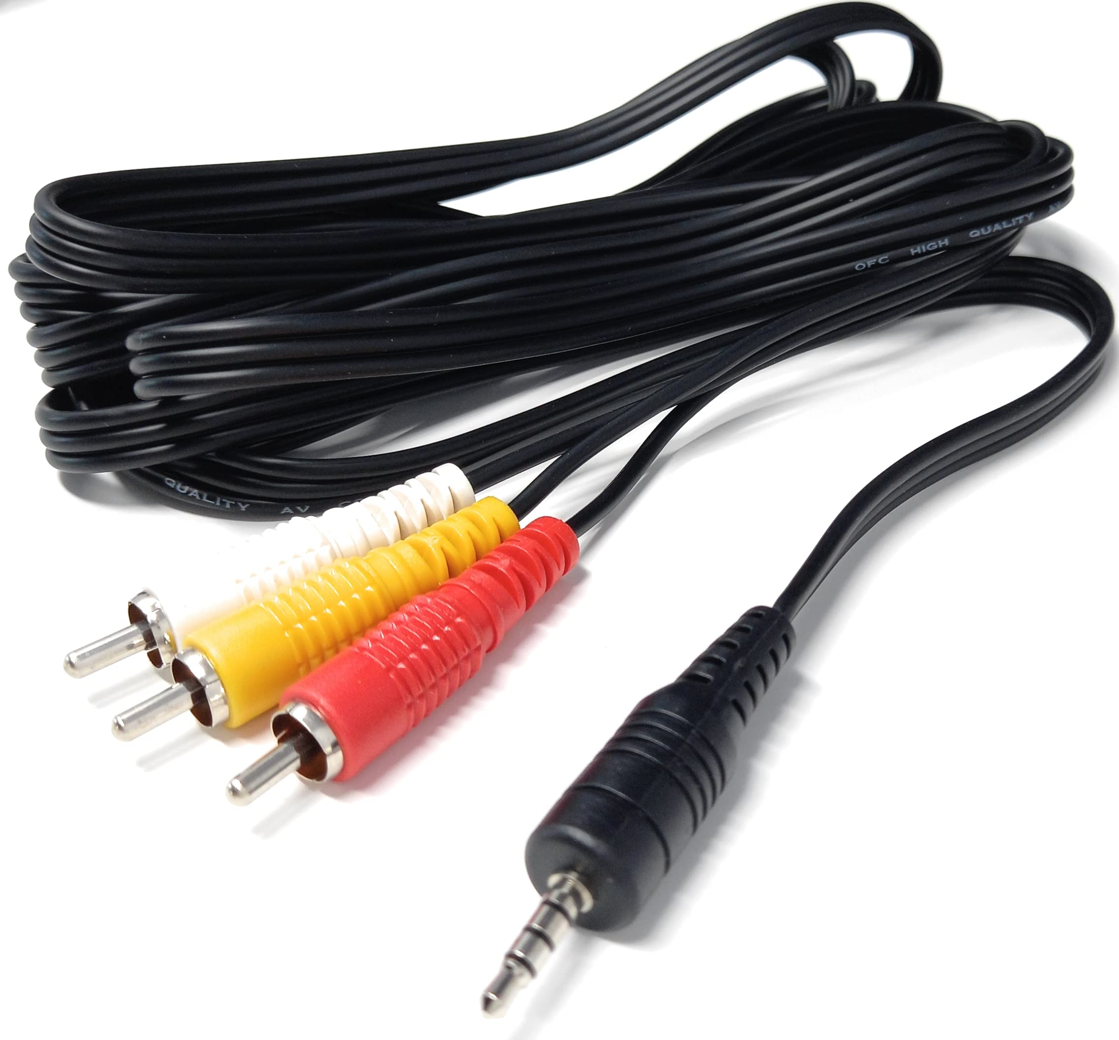 DRUT 3.5mm 4 Pole Jack Plug to 3 x RCA Phono Composite Audio Video AV AUX Lead Cable
