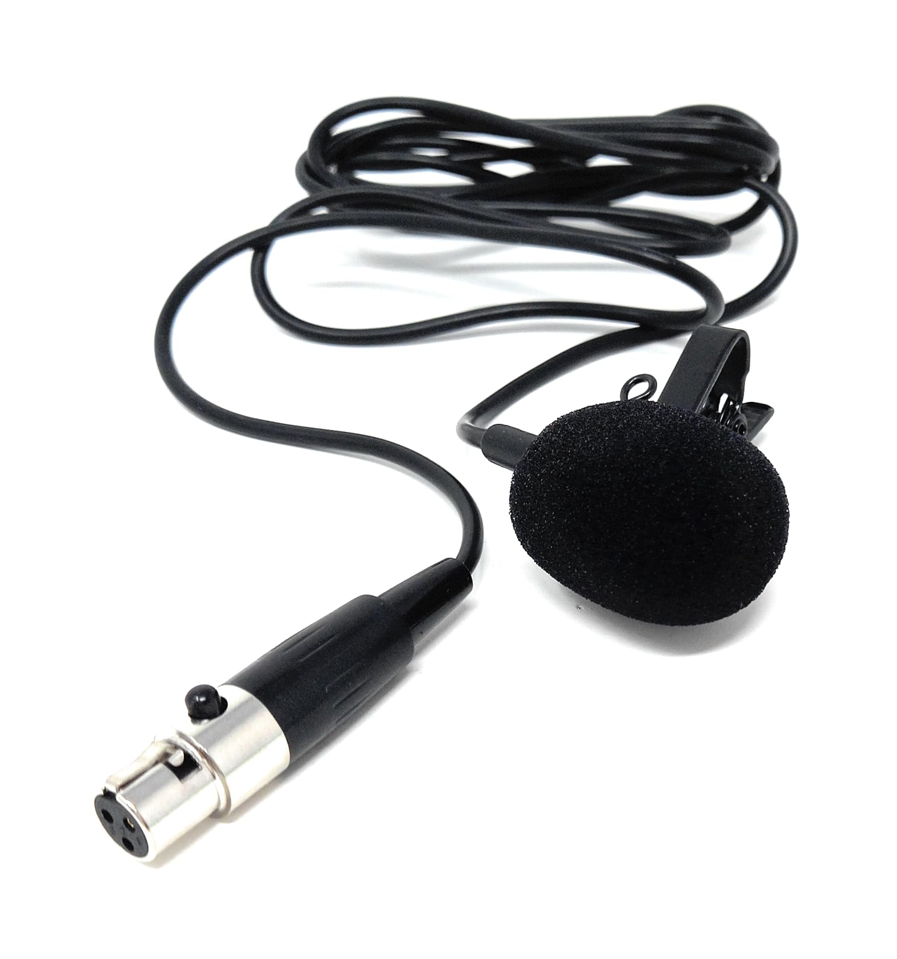 3 Pin Mini XLR Lavalier Microphone Metal Head, 1.5m Clip On Lapel Mic for Bodypack Transmitter, Wireless PA System, Voice Amplifier, Teaching, Interview & Presentation