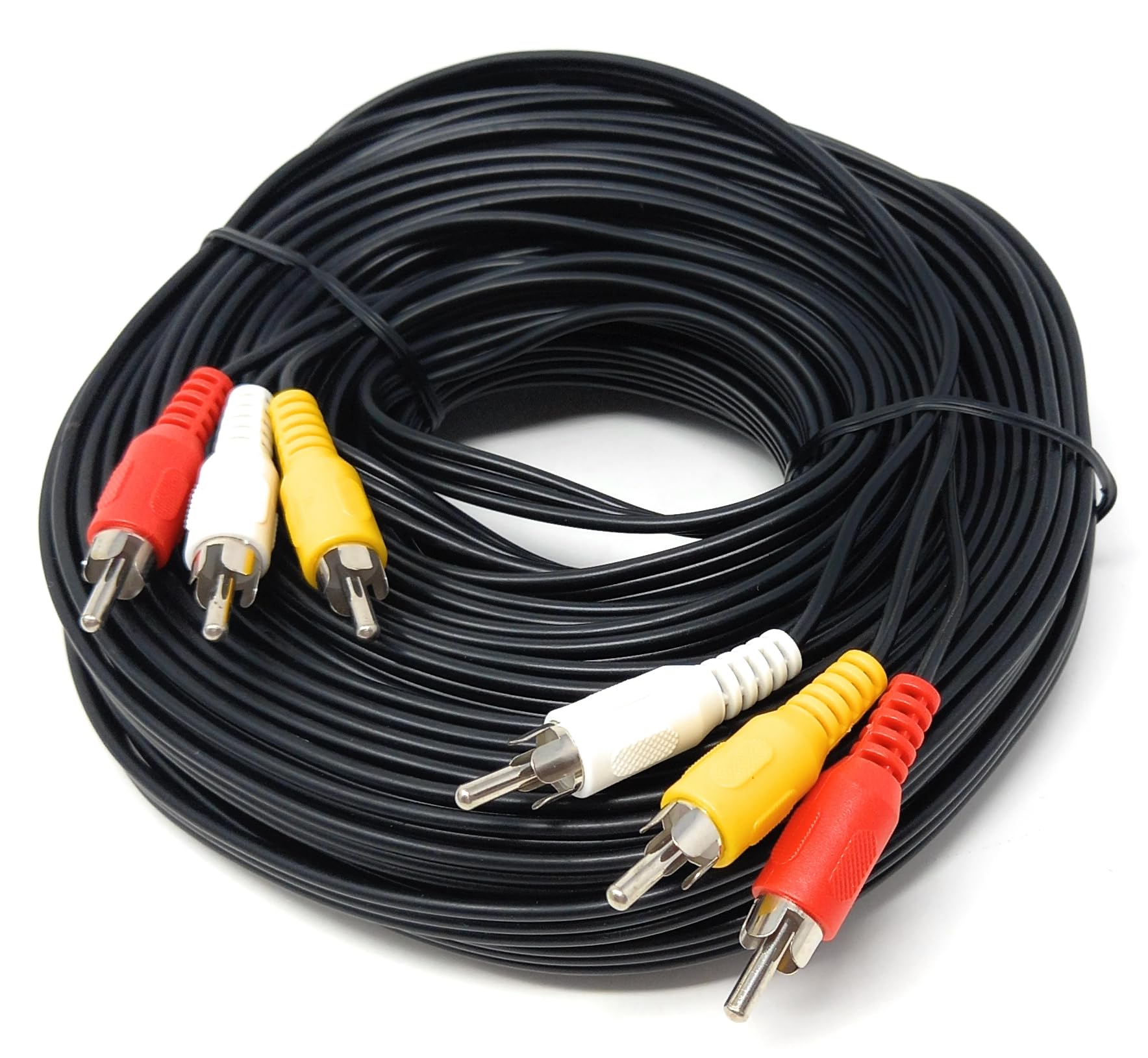 DRUT Triple 3 x RCA to RCA Phono Plugs to Plugs Composite, Audio Video Male to Male Cable Lead Nickel Contacts