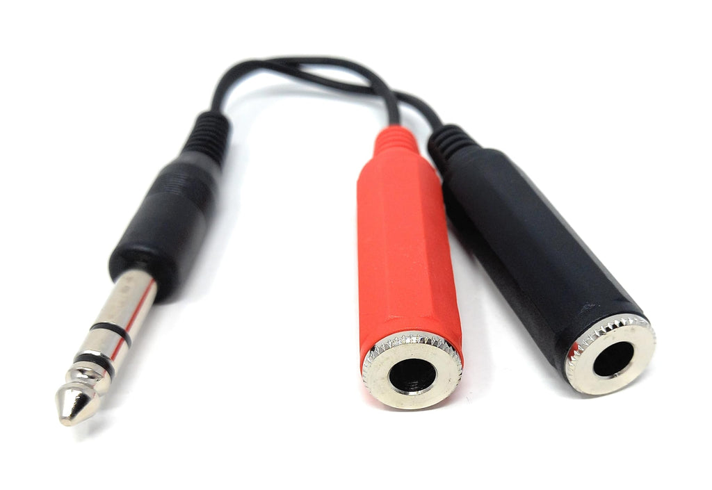 DRUT 6.35mm Stereo Jack Plug to Twin 2 x 6.35mm Mono Sockets Audio Cable Splitter Adapter