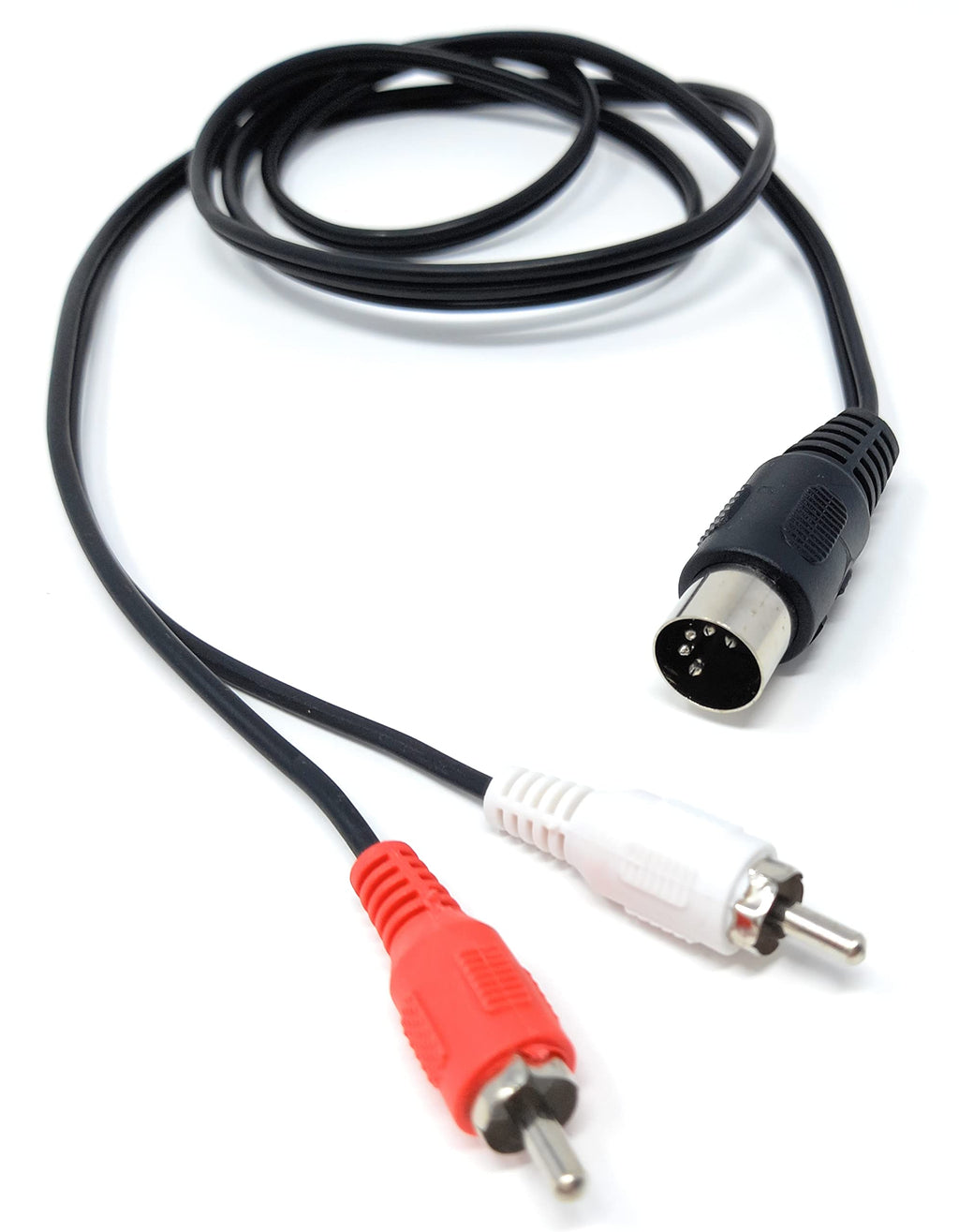 DRUT 5 Pin Midi Male Din Plug to 2 x RCA Phono Male Plugs Audio Cable (wired 3+5) to 2 x RCA plugs