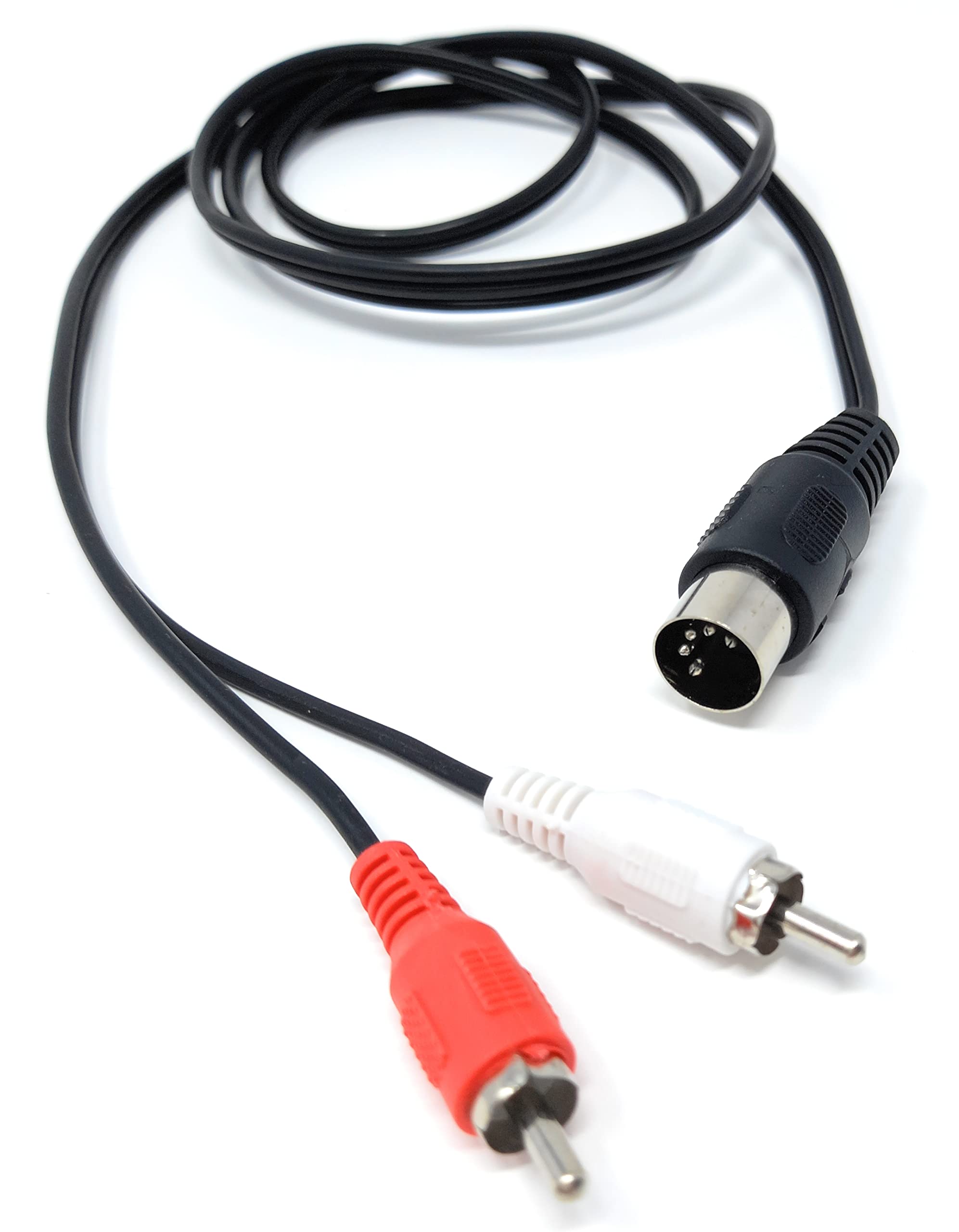 DRUT 5 Pin Midi Male Din Plug to 2 x RCA Phono Male Plugs Audio Cable (wired 3+5) to 2 x RCA plugs