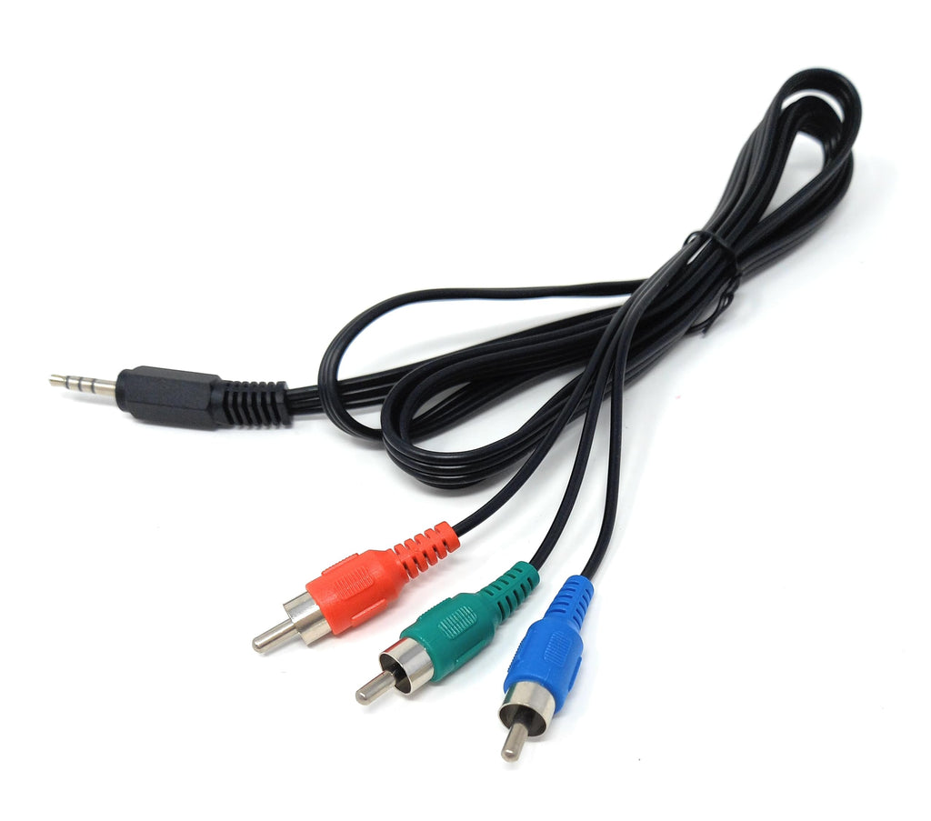 DRUT 1.5m 3.5mm 4 Pole Jack to Triple RCA RGB Component Video Cable, TRRS to AV Audio Video Lead for TV, DVD Player, Camcorder, Projector, Set Top Box & Multimedia Devices