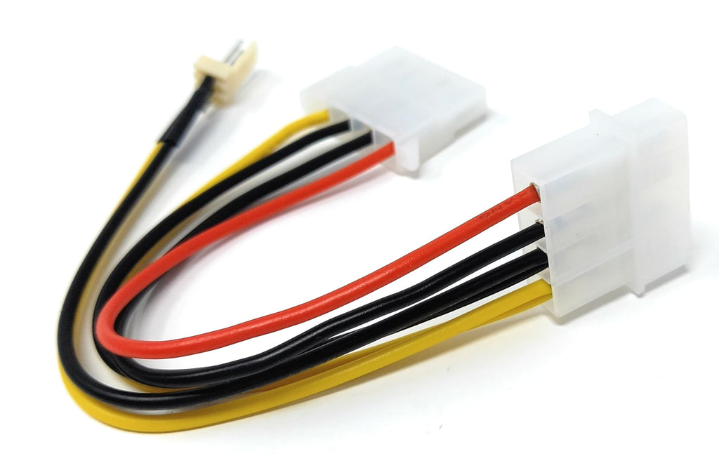 DRUT 4 Pin Molex Male to 4 Pin Molex Female With 3 Pin Fan Extension Power Adapter Cable 15cm Lead