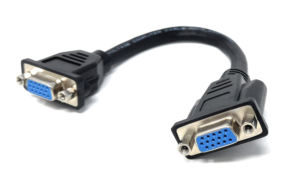 DRUT 15cm 15-Pin VGA Female to Female Panel Mount Adapter, Gender Changer Lead Cable (DB15/HD15) Extension Cable 0.5ft.