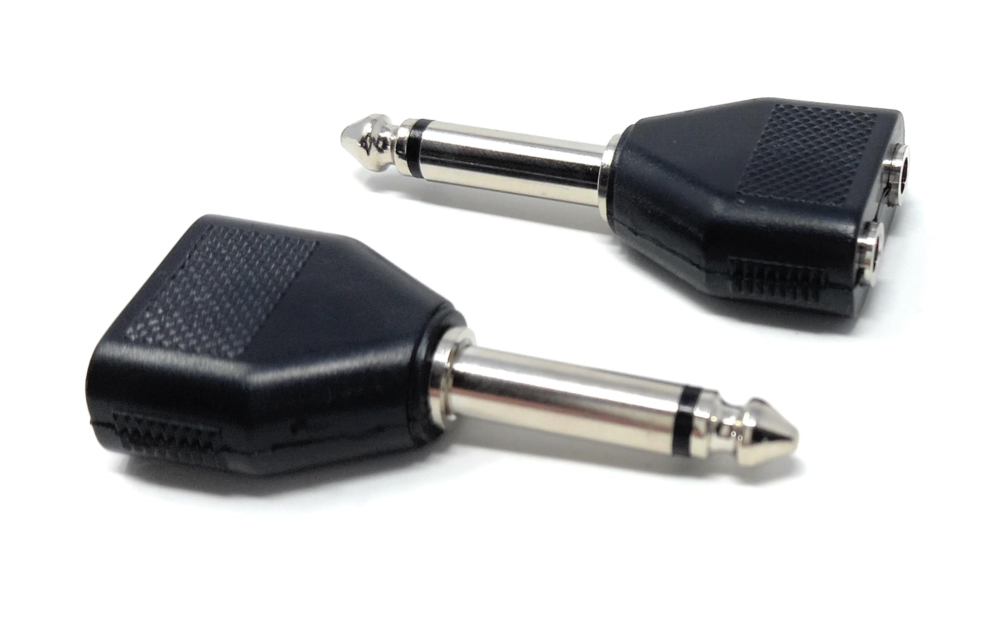 DRUT 6.35mm Mono Jack to 2 x 3.5mm Mono Jacks Sockets Plugs T Splitter Cable Adapter