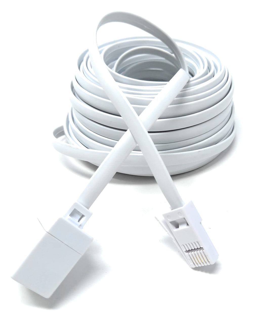 DRUT BT Telephone Flat Extension Cable (631a) 28AWG Lead Wire, 6 Pin Core, BT Male to BT Female, Jack to Socket