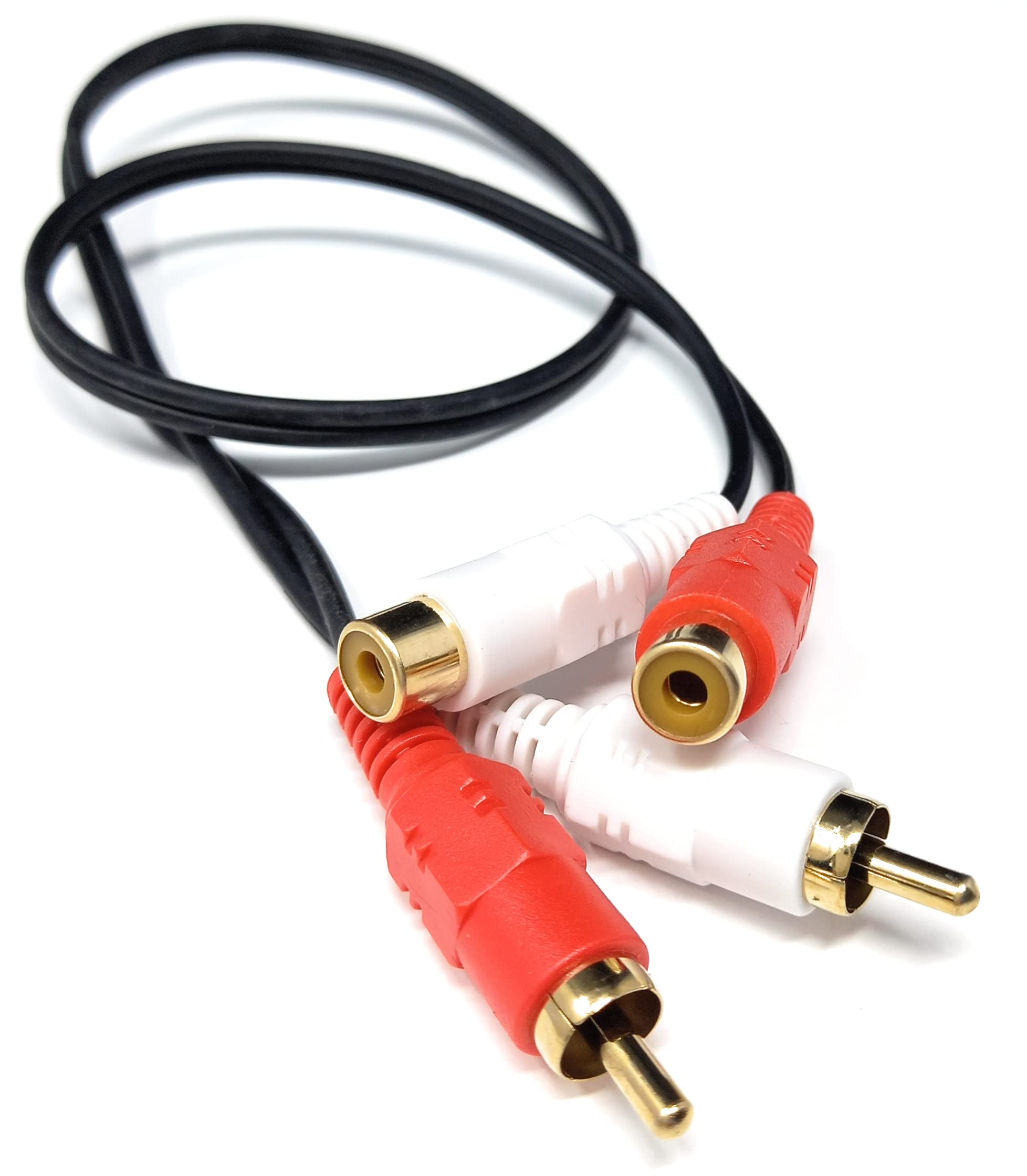 DRUT Twin 2 x RCA to RCA Phono Audio Extension Lead Male to Female Cable