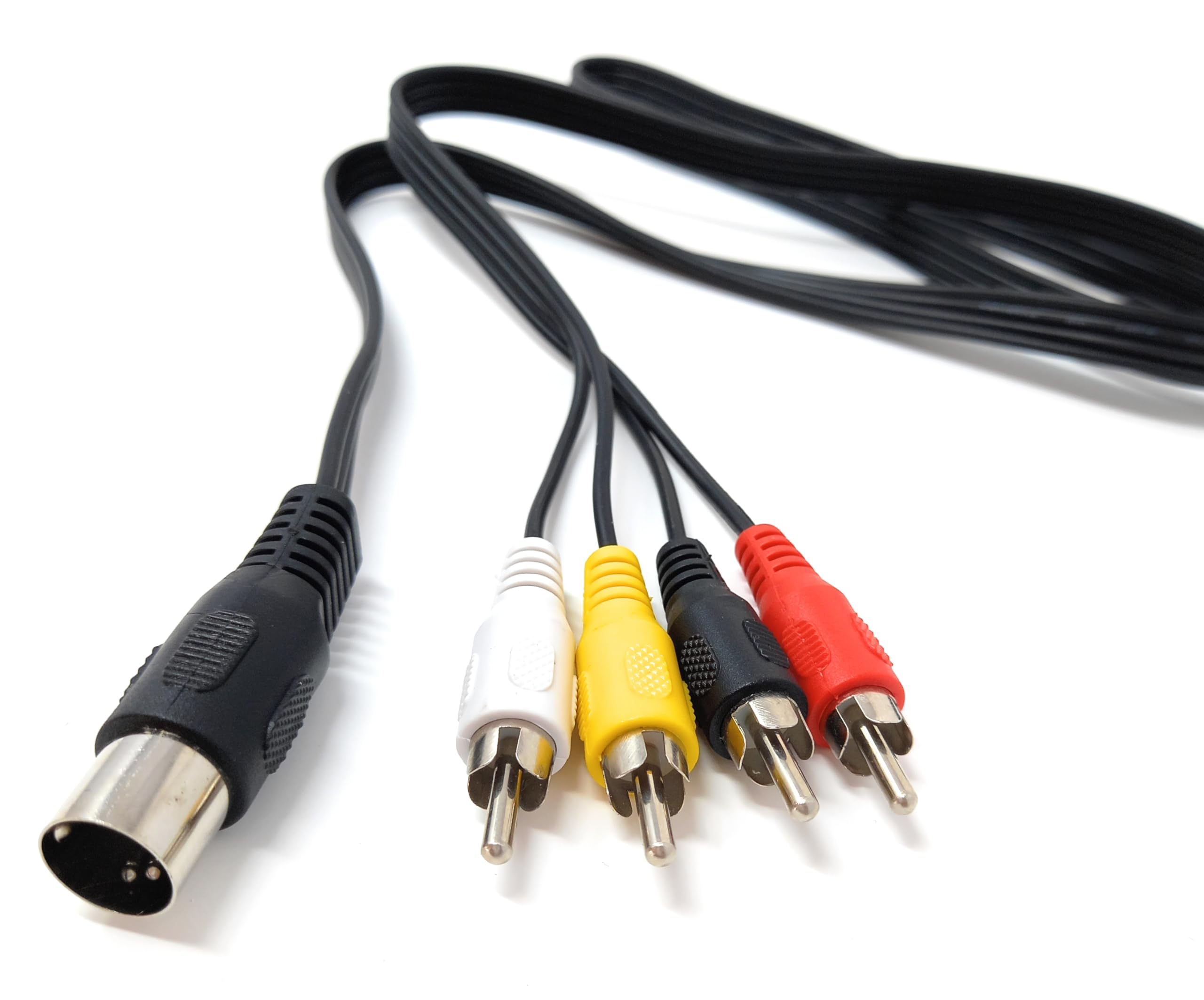 DRUT 5 Pin Midi Din Male to 4x RCA Male Audio Adapter Cable, Compatible with Cassette Player, CD, Amplifier, Music Instruments