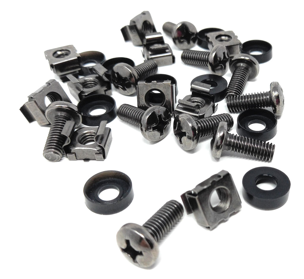 10pcs. M6 Rack Fixing Set, Captive Cage Nuts Bolts Screws & Washers for For Rack Mount Equipment, Data Cabinets, Music Instruments. AMP, Equalisers, CD Player etc.