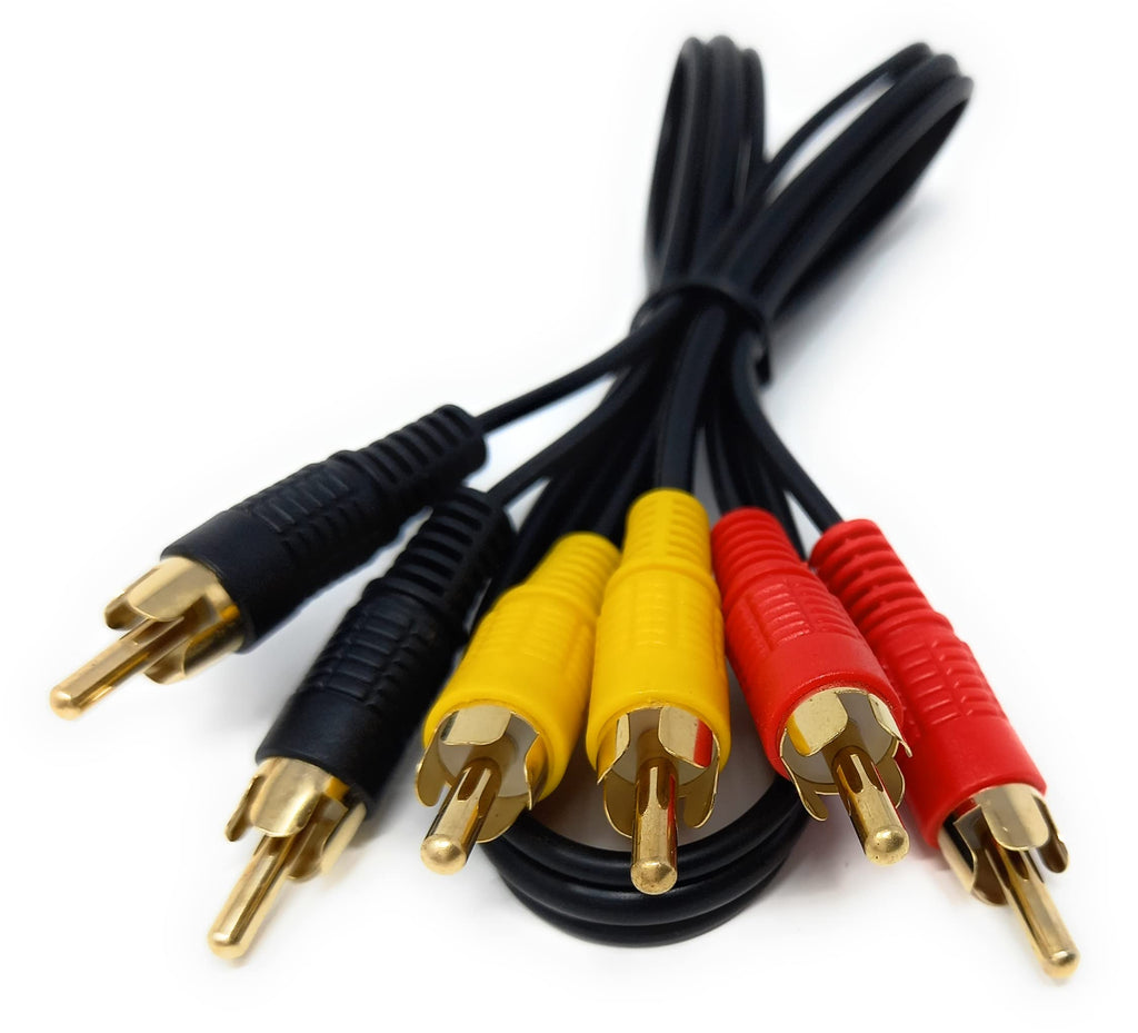 DRUT 3 RCA to 3 RCA Phono Male Plug Triple Jack Cable AV Audio Video Composite Lead
