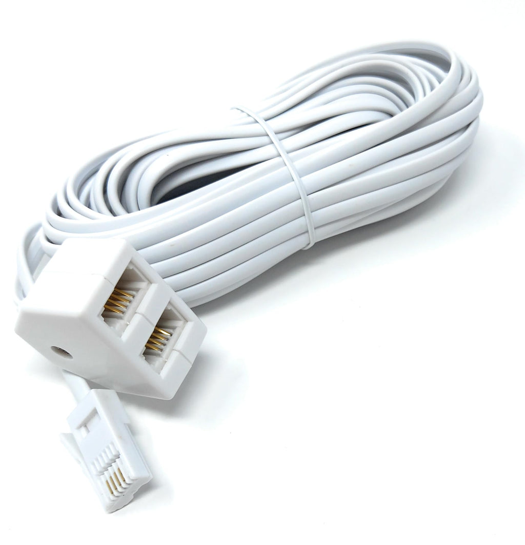 Twin BT Extension Lead, One Jack to Two Sockets, Double Telephone Splitter Cable