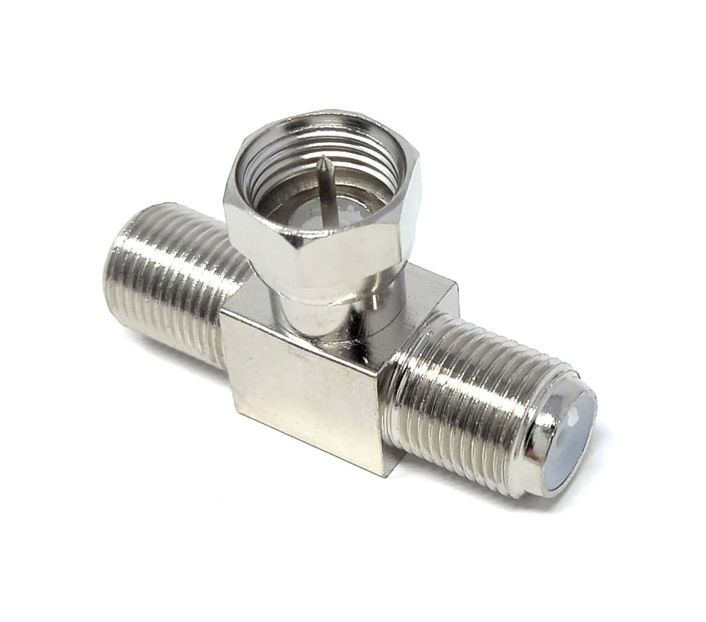 DRUT F-Type 2 Way Y Splitter Combiner TV Satellite Freeview Antenna Distributor Coax Adapter Male to 2 Female Distributor