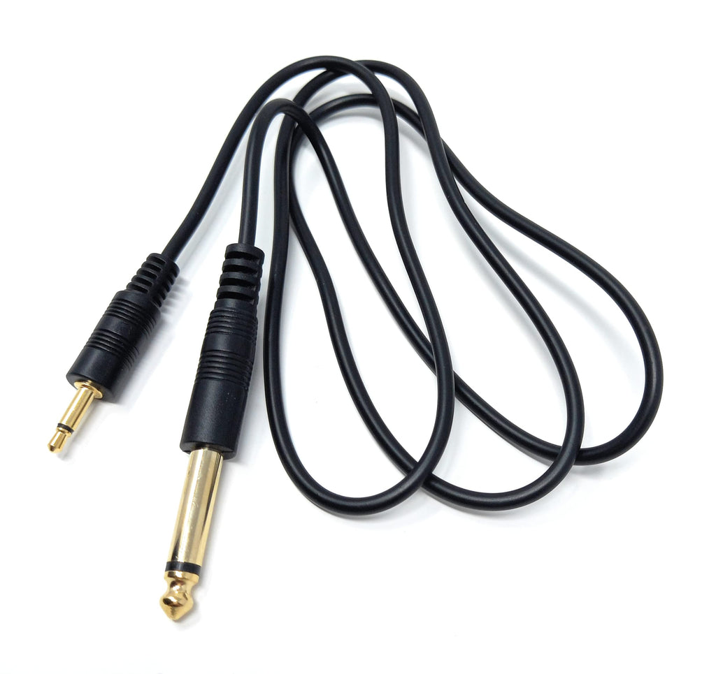 DRUT 3.5mm MONO Jack to 6.35mm MONO Jack Plug Audio TS Coax Cable Lead, Male to Male Gold Flashed Ends