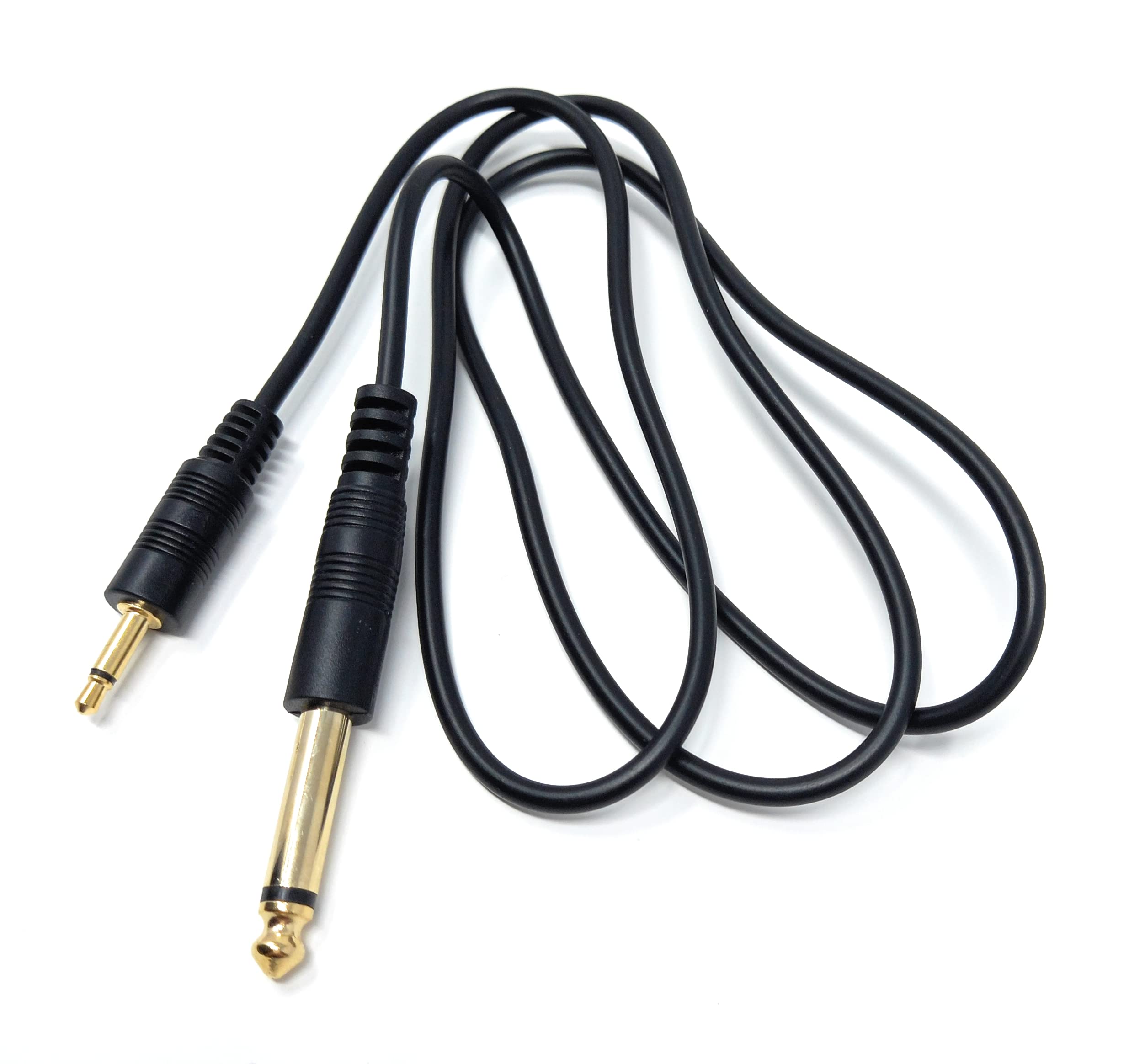 DRUT 3.5mm MONO Jack to 6.35mm MONO Jack Plug Audio TS Coax Cable Lead, Male to Male Gold Flashed Ends