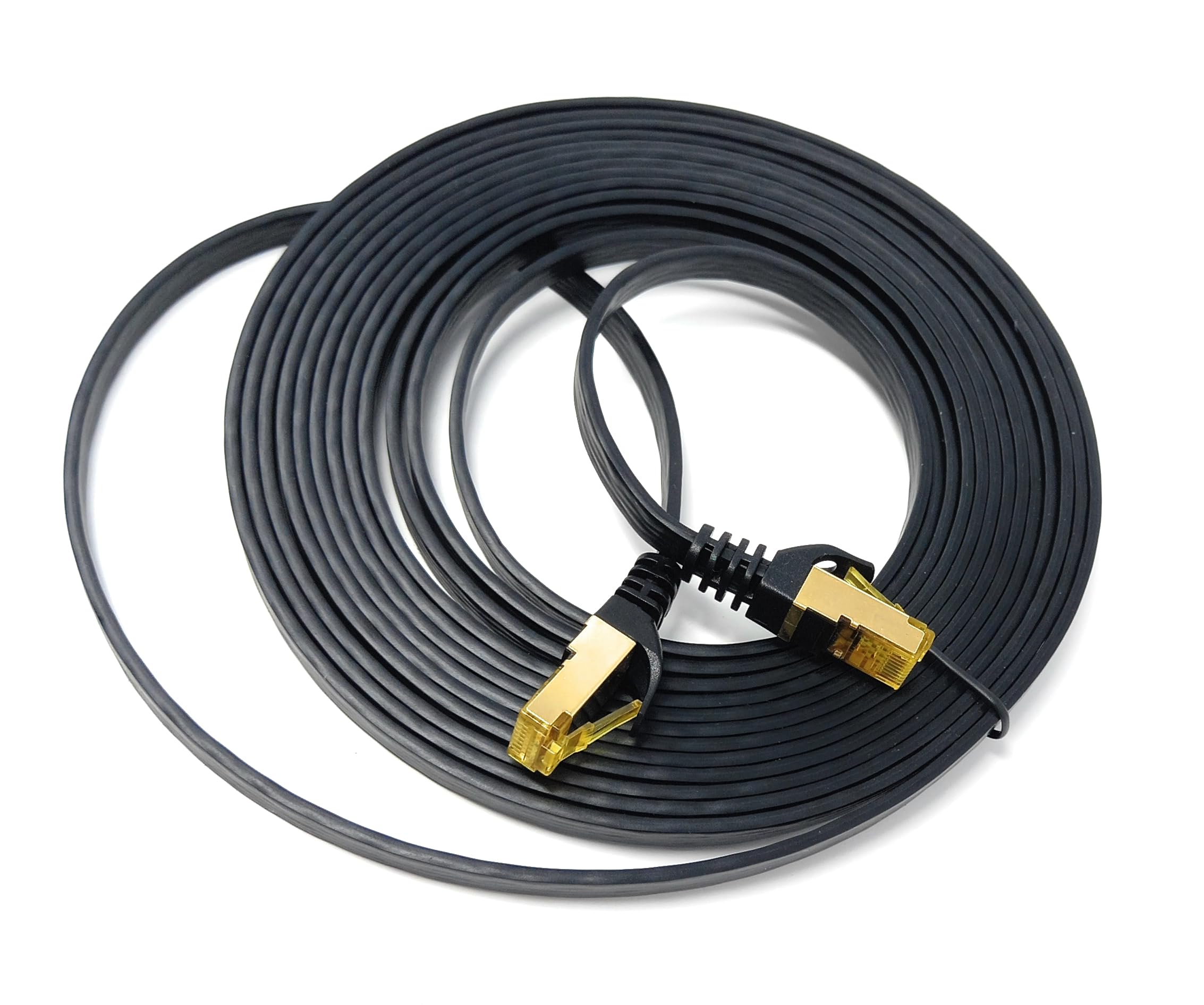 DRUT CAT7 Flat FTP Shielded 600MHz 10Gbps Ethernet LAN RJ45 Cable Gold Plated Switch Router Modem Access Point Lead