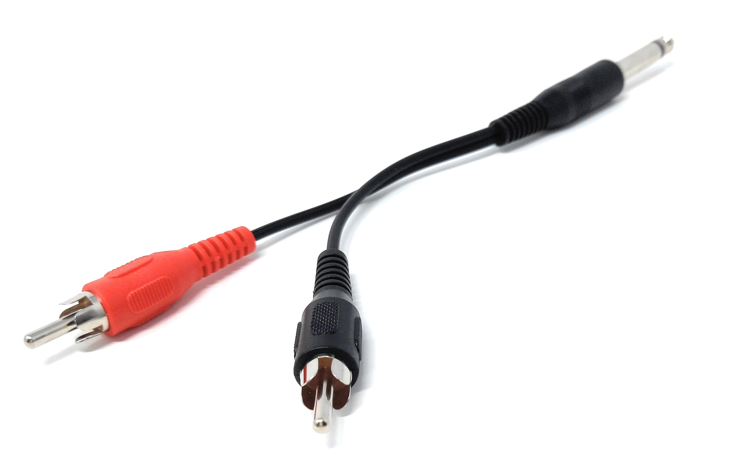 DRUT 6.35mm Mono TS Jack to 2 x RCA Phono Plug to Plug Lead, Audio Cable