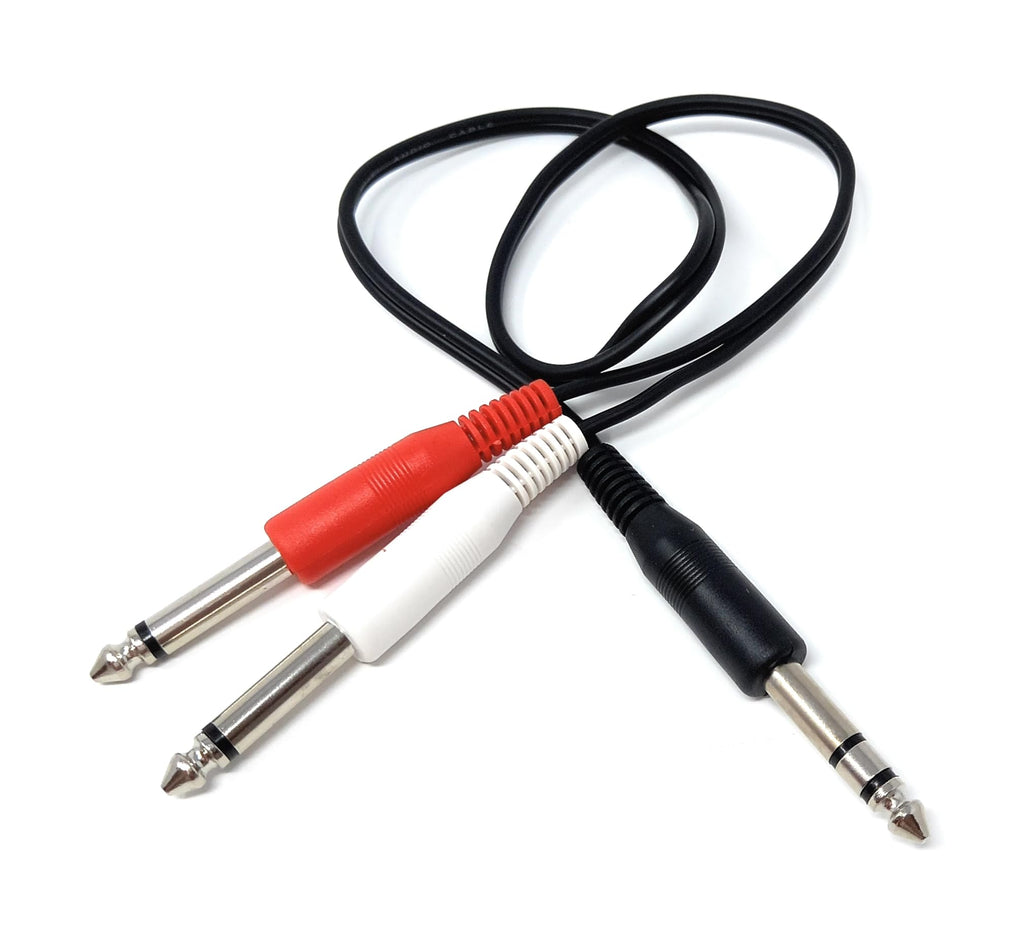 6.35mm Stereo Jack To 2 x 6.35mm Mono Jack Y Splitter TRS Stereo to Twin 1/4 Inch TS Mono Lead Cable