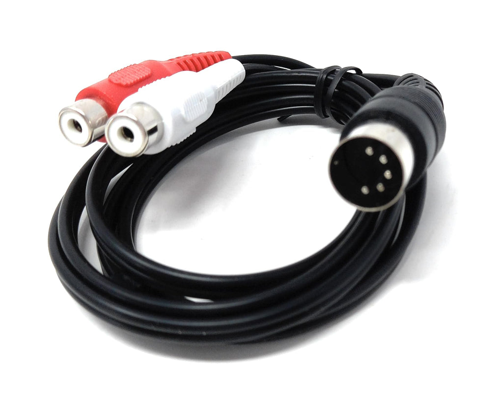DRUT 1.2m 5 Pin DIN Male to 2 RCA Female Phono Sockets Screened Audio Video Cable Adapter 4ft