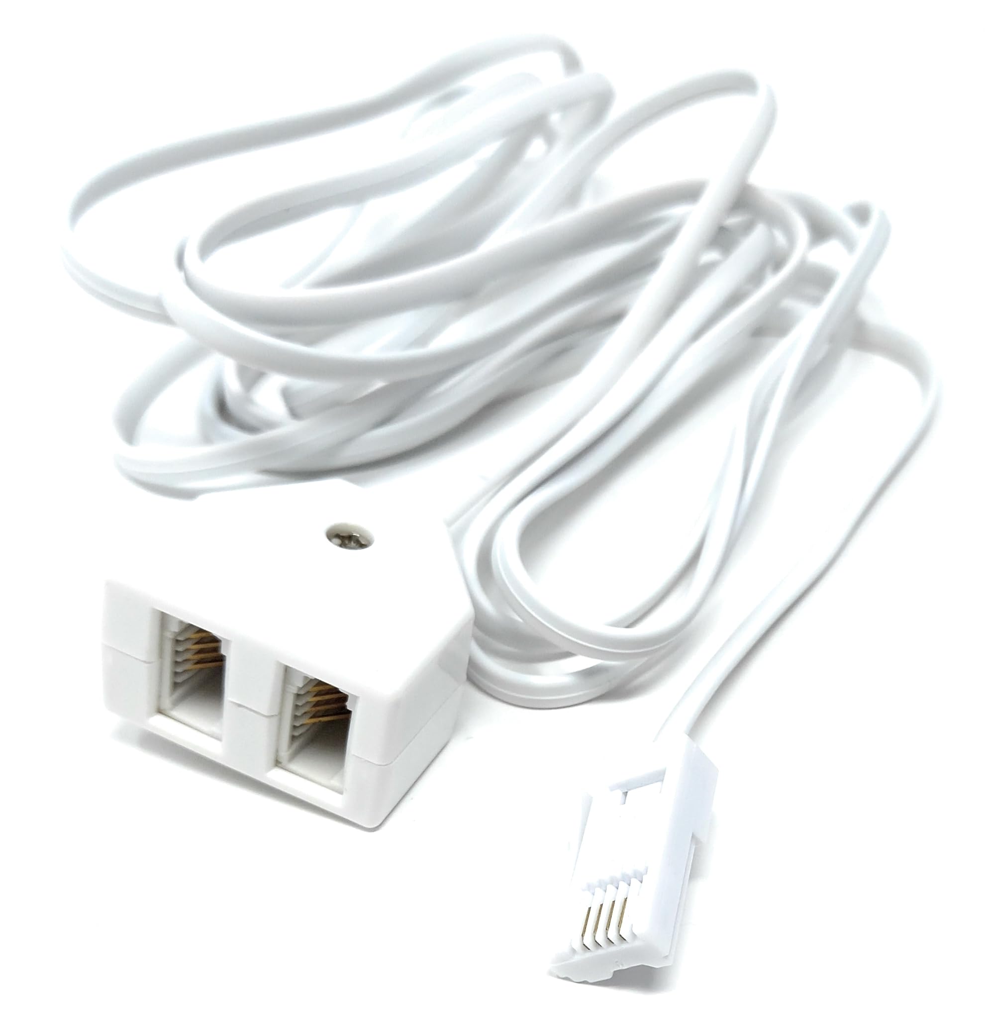 Twin BT Extension Lead, One Jack to Two Sockets, Double Telephone Splitter Cable