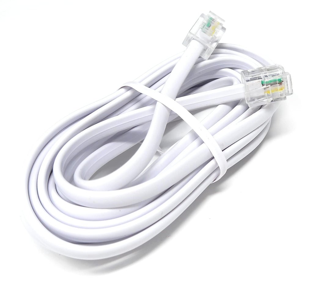 DRUT RJ11 to RJ11 Telephone Landline Cable ADSL (6P4C) Flat Lead High Speed BT Internet Broadband Male to Male Router, Modem, Phone Extension Wire