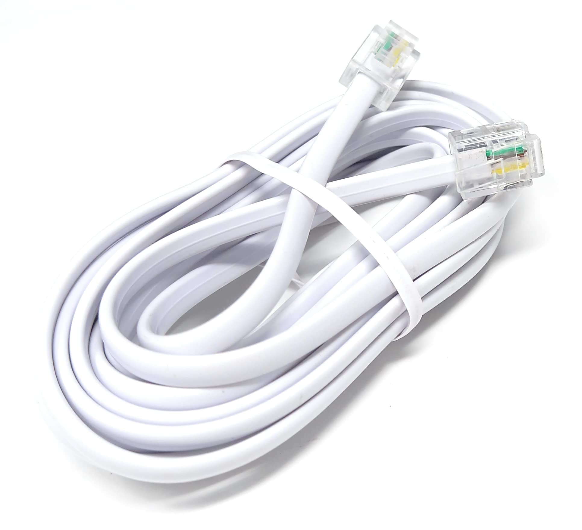 DRUT RJ11 to RJ11 Telephone Landline Cable ADSL (6P4C) Flat Lead High Speed BT Internet Broadband Male to Male Router, Modem, Phone Extension Wire
