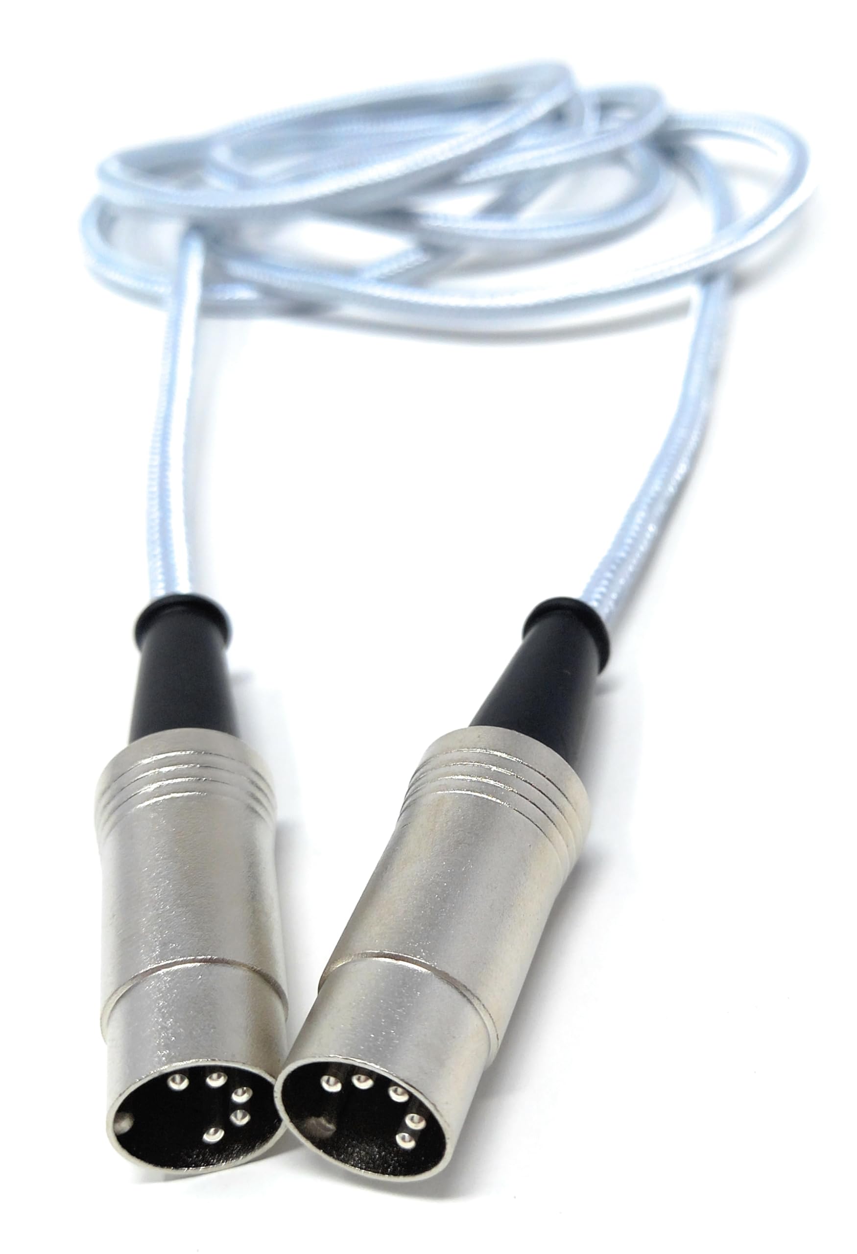 DRUT MIDI 5 Pin DIN Braided Screened Shielded Fully Wired Cable Lead for Midi Audio Equipment, White