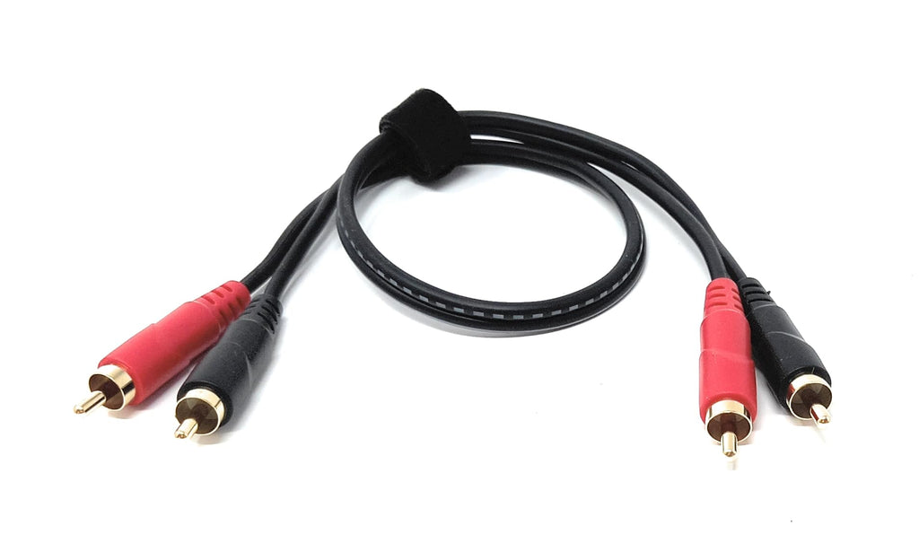 DRUT 2 x RCA Audio Cable – Stereo Male to Male Lead with Gold-Plated Plugs for Amplifier, Active Speakers, Subwoofer, Turntable, HiFi & Home Audio Systems