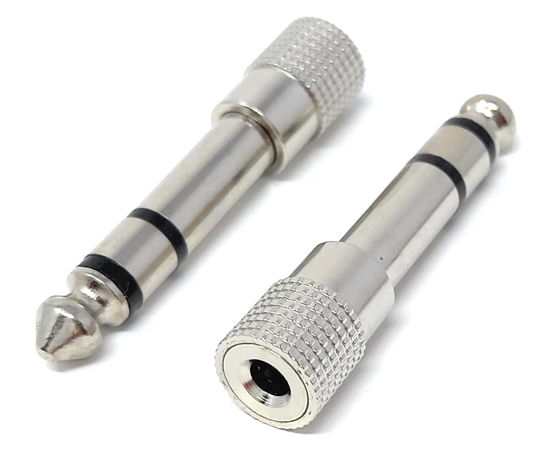 DRUT 6.35mm Stereo Male Plug to 3.5mm Stereo Jack Socket Adapter Compatible with Headphones, HI-FI Audio
