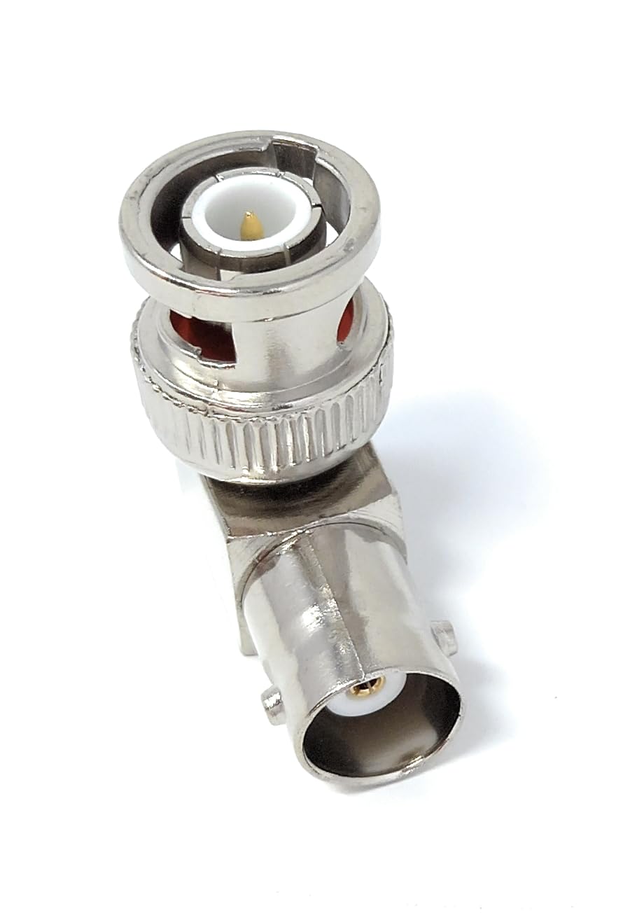 DRUT BNC Male to Female Socket to Plug Right Angled Adapter for CCTV Camera Cable Lead