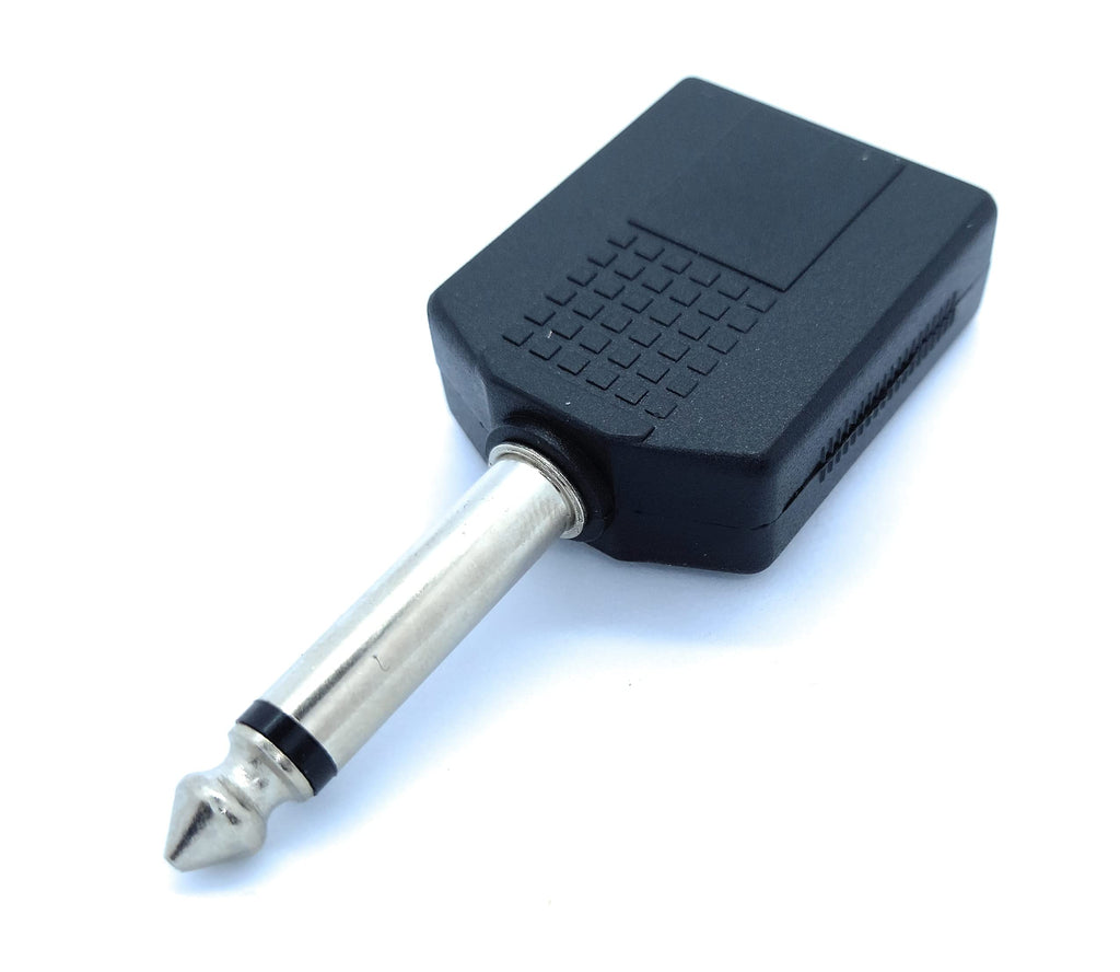 1pcs 6.35mm Mono Jack Plug to 2 x Twin 6.35mm Mono Jack Socket Splitter Adapter Dual Mono 1/4 Y Adaptor