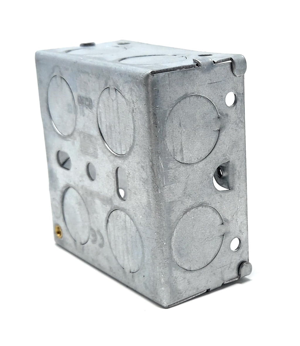 1 Gang Metal Surface Mount Back Box, 37mm Deep Pattress with Earth Terminals for Secure Electrical Installations