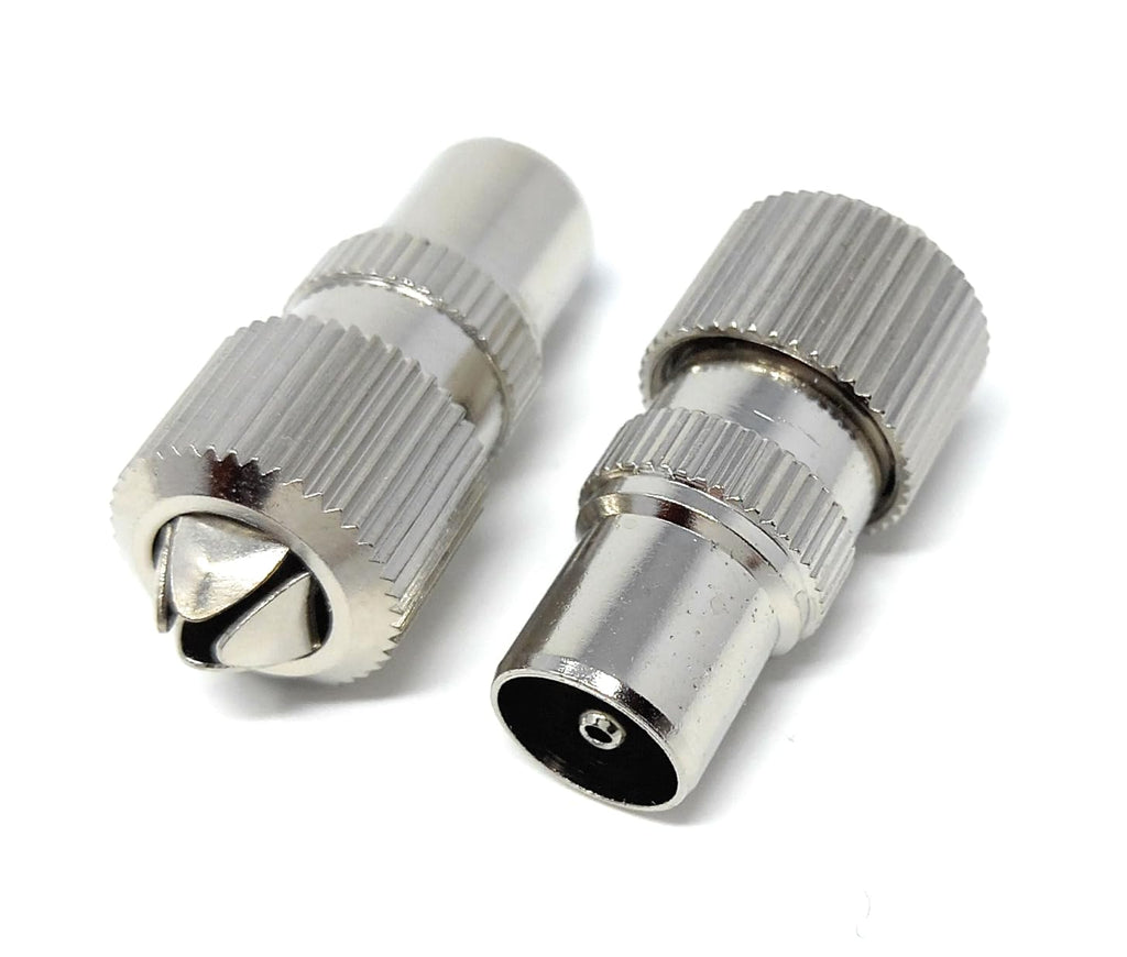 DRUT TV RF Male Plug Connector Adapter for Aerial Coaxial Coax Cable (Toolless Push In End)