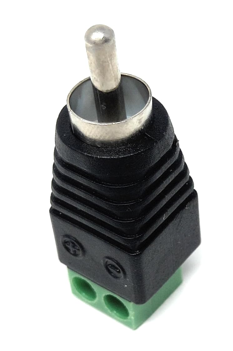 DRUT RCA Male Plug to Screw Terminal Adapter – Phono Audio/Video Connector for CCTV, AV, and Custom Wiring Projects
