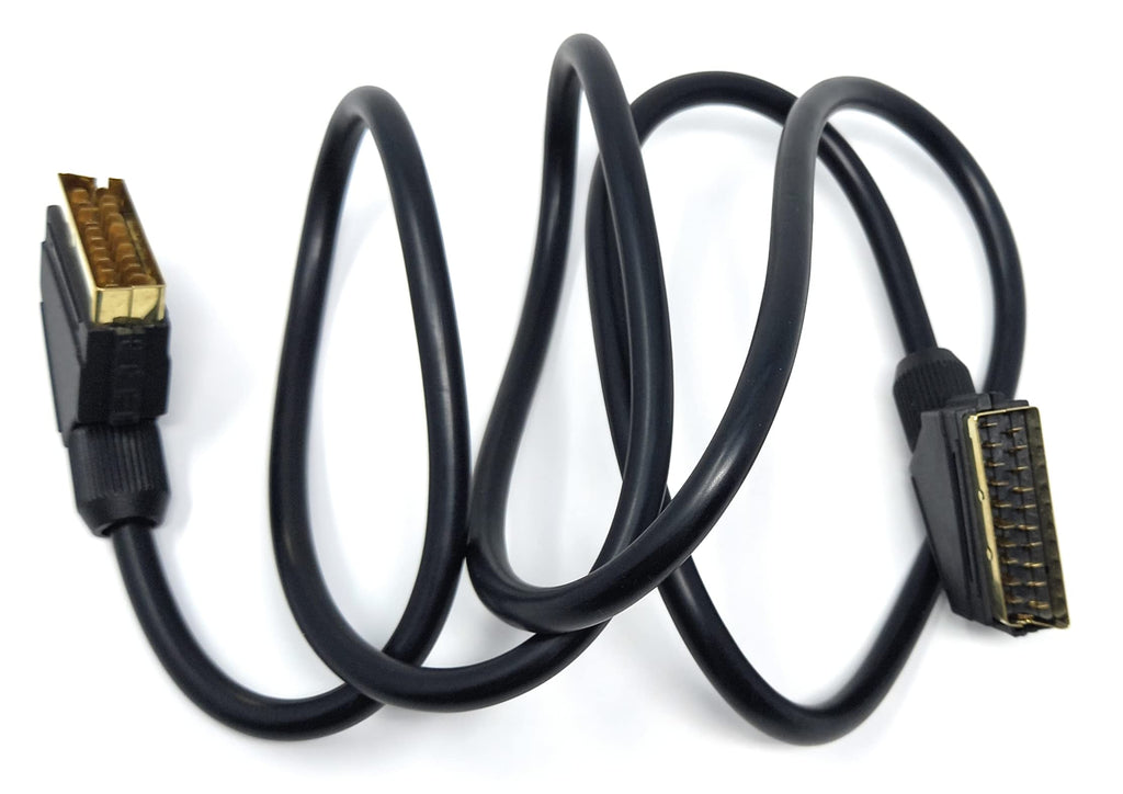 DRUT Scart to Scart Cable Lead, 21 Pin Male to Male (Plug to Plug) RGB Cord for TV, VCR, DVD Player Gold Plated