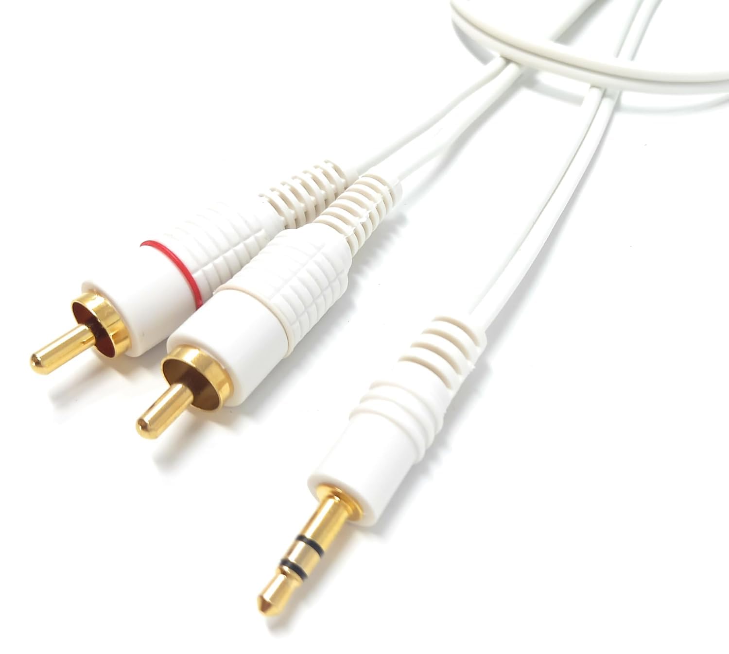 DRUT 3.5mm Aux Jack to 2 x RCA Phono Plugs Audio Stereo Cable Adapter Y Splitter for Speaker, Subwoofer, MP3, Phone Gold Plated Plugs