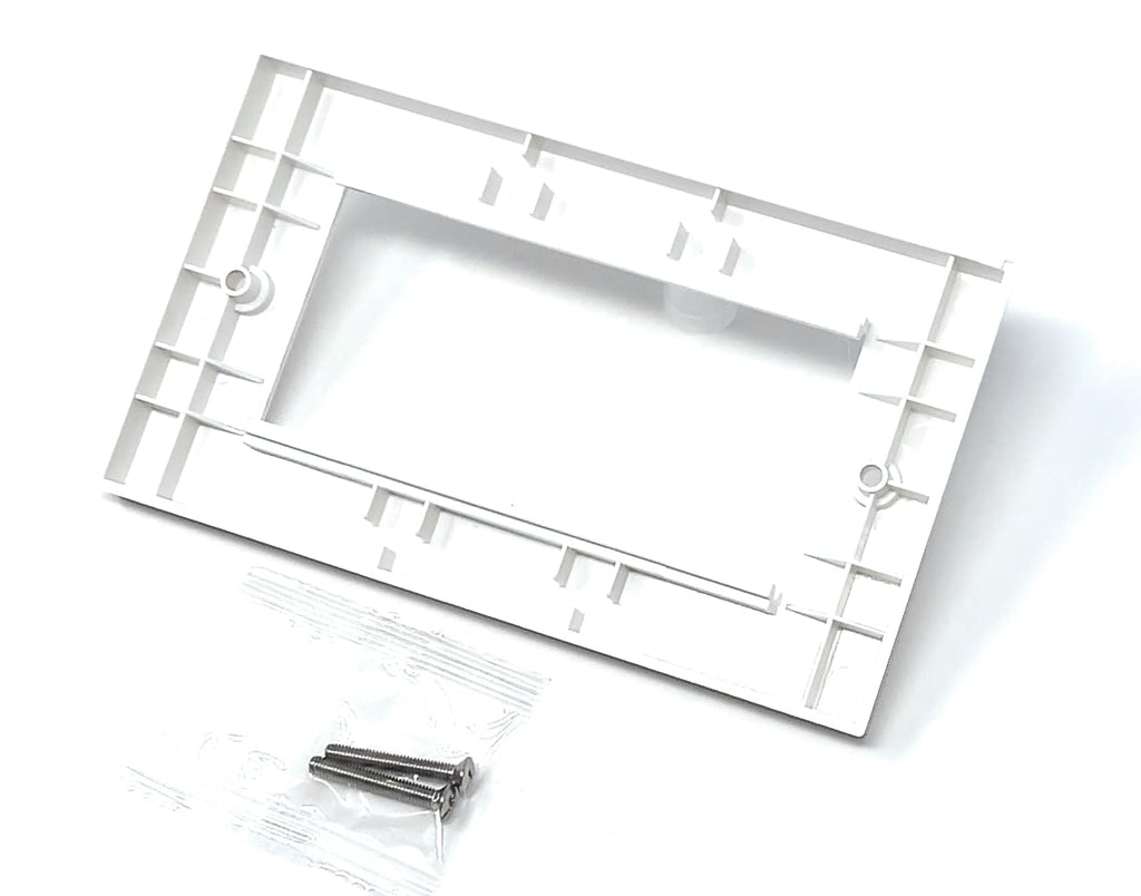Double Gang White Wall Plate Faceplate Frame 146mm x 86mm for 4 x Euro Modules, Screws Included