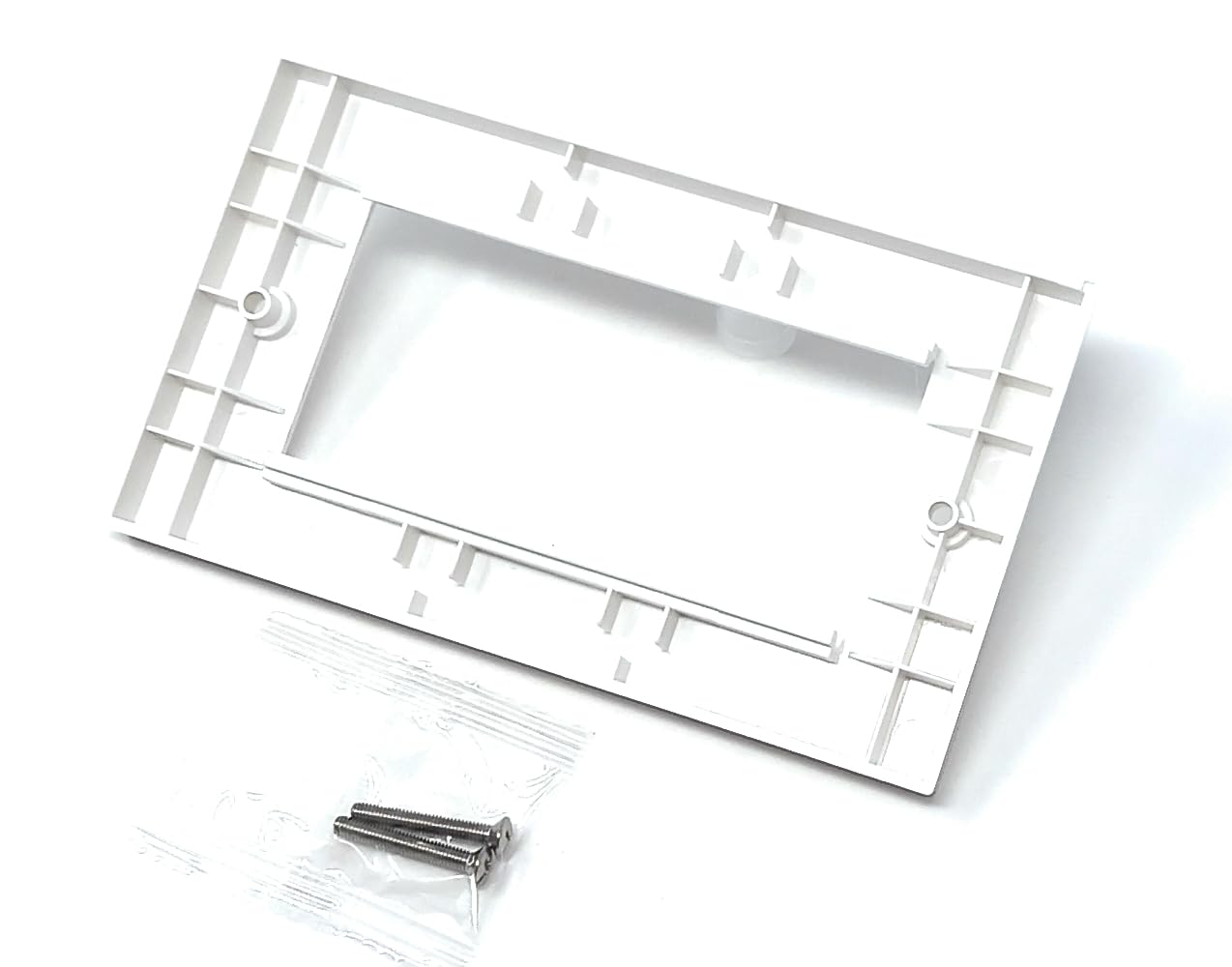 Double Gang White Wall Plate Faceplate Frame 146mm x 86mm for 4 x Euro Modules, Screws Included