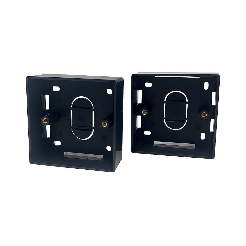 1-Gang Surface Mount Back Box – Black Pattress Box 86mm x 86mm x 32mm, Durable Wall-Mounted Electrical & Network Faceplate Housing
